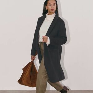 Everlane topcoat in wool- size Small- Dark Charcoal Melange/Black
